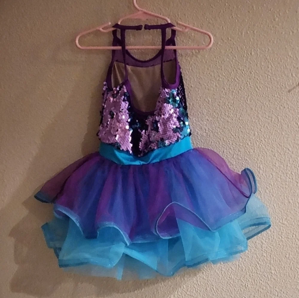 Weissman Girls Ballet Dance Dress Costume Sequin Leotard‎ Tutu Purple & Blue
